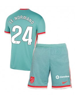 Atletico Madrid Robin Le Normand #24 Replika Borta Kläder Barn 2024-25 Kortärmad (+ byxor)